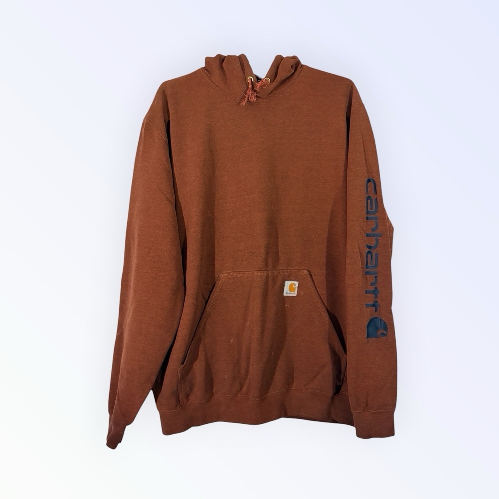 Carhartt Loose‎ Fit Pullover Hoodie Sweatshirt Men's LARGE TALL Maroon PLZ READ
